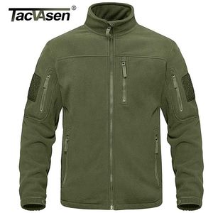 Tacvasen Full Zip Up Tactical Army Fleece Jacket Militär termiska varma arbetsrockar Mens Safari Outwear Windbreaker 211217