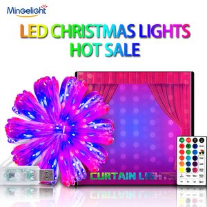 M1861 Control remoto RGB LED cortina de la luz Cuerda de color USB Fuente de alimentación Miniatura Mini Copper Silver Alambre Starry Sky Navidad Decoración de Halloween
