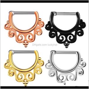 Wholesale titanium shaft for sale - Group buy Eyebrow Hs Pc Titanium Shaft Tribal Fan Indian Copper Hollow Septum Clicker Nose Ring Colorful Ear Cartilage Piercing Charming Jewelr Vkzfe