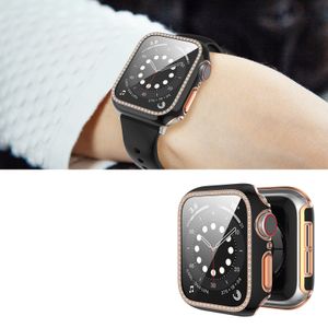 Wholesale watch glass protector resale online - Tempered Glass Bling case For Apple Watch serie SE mm mm iWatch Cases mm mm Screen Protector cover Accessorie