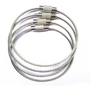 Rostfritt stål verktyg delar tråd Keychain rep nyckelkedja karabiner kabel nyckelring för utomhus vandring DH5885