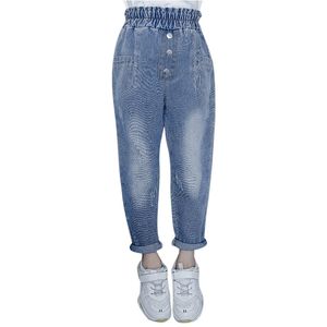 Jeans per ragazze Nuove ragazze Jeans Pantaloni Pantaloni a vita alta per bambini Autunno Casual Jeans per bambini Vestiti 6 8 10 12 14 210331