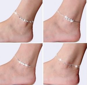 여성을위한 925 스털링 슬리버 anklets 팔찌 다리 성격 선물에 발 보석 상감 지르콘 발목 팔찌