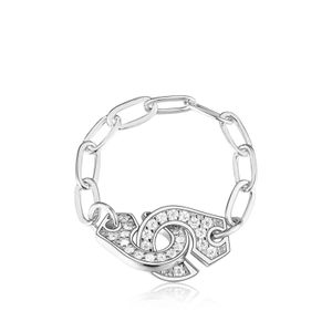 Davvero argento sterling 925 con piccolo anello a catena per manette per donna uomo gioielli Pouplar Menottes Bague