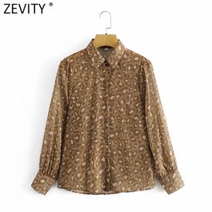 Mulheres Vintage Desligado Collar Leopard Imprimir Linha Metal Linha Casual Blusa Smock Feminino Chiffon Shirts Chic Blusas Tops LS9047 210420