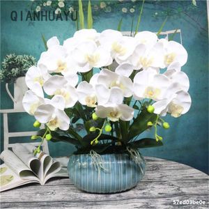 Artificial Silk Butterfly Orchid Flowers Phalaenopsis Bouquet For Wedding Christams DIY Home Decoration Fake Garden Potted Decor Y0630