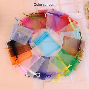 Whole 25/50pc Drawstring Organza small Pouches Jewelry Package Makeup Wedding Packaging Mesh Gift Bag