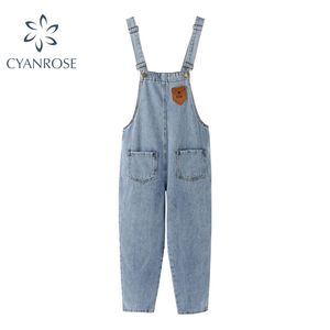 Blue Denim Jumpsuits Women Streetwear Korean Chic Casual Spring Summer Pocket Long Overall Pants Retro Harajuku Y2K Female 210515