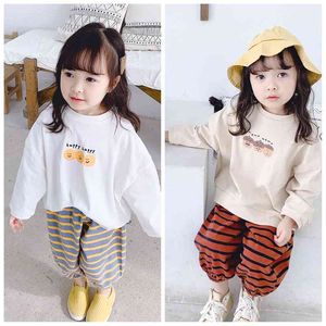 Spring kids oversized long sleeve T shirts baby girls cartoon loose casual Tops children clothes 210708