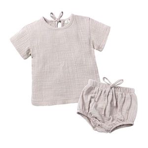 unisex barn korta uppsättningar baby pojkar sommar kläder tjejer boutique kläder nyfött bomull linne skjortor bloomers shorts 2pc toddler