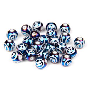 Costellazione di vetro blu Perlina di plastica Distanziatore allentato 10MM Perline rotonde Lo zodiaco Perline di fascino per la creazione di gioielli Fornitura di accessori fai da te fatti a mano