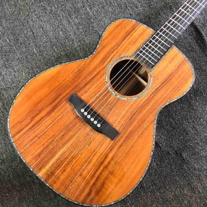 Custom OM28AA Akustisk gitarr Alla Solid Koa Wood Ebony Fingerboard Abalone Bindning