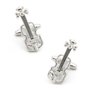 Wholesale violin copper resale online - Men s Violin Cufflink Copper Material Silver Color pair