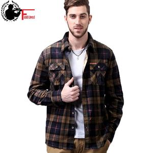 Military Style Men Shirt Fashion Army Long Sleeve Corduroy Male Shirt British Plaid Flannel Cotton High Quality Clothing Top Men 210518