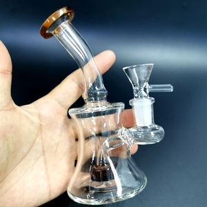 6 polegadas Hookahs mini plataformas de óleo de óleo em linha 5mm espessura bong de vidro 14mm fêmea bongs tubos de água com 4mm de quartzo banger