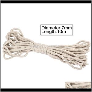 Garn 7mm Diameter Vit Beige 10 meter Bomull Twisted Rope Rame Art Craft String DIY Handgjord trådkabel 5ezgy UFX6D