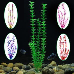 装飾的な花の花輪の人工的な水中植物水族館の魚タンクの装飾緑の紫色の水の草の装飾