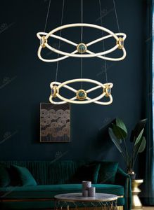 Pendant Lamps Simple Living Room Chandelier Creative Design Restaurant Light In The Bedroom Villa Duplex Building Ring Shell Crystal Lamp