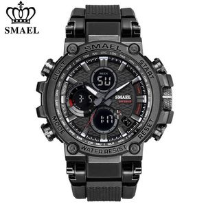 Smael Men Sport Watchesデジタルダブルタイムクロノグラフ腕時計メンズLEDクロネオメス週間ディスプレイ腕時計モントトルホムアワーx0625