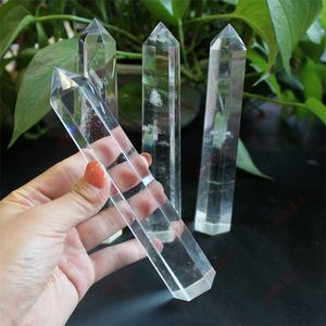 Naturalny kryształ Duży jasny wieżowy kwarcowy punkt kwarcowy Clear Crystal Obelisk Wand Healing 2087 V2