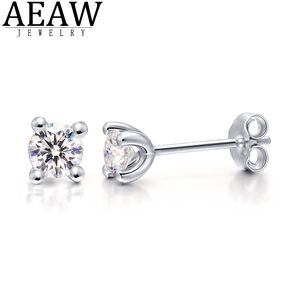 4mm Diamant-Ohrstecker großhandel-AEAW Ohrringe mm und mm Diamant Ohrstecker Sterling Silber Classic Lab Diamond Prong Ohrringe für Frauen
