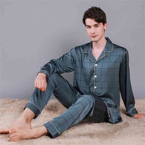 Мужчины роскошные ледяные шелковые пижамы весна лето высокое качество плюс размер пижамы наборы мужские удобные спящие одежды повседневная pijama 210812