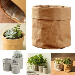 Storage Bags Kraft Paper Flower Pot Holder Office Creative Desktop Plant Bag Cosmetic Waterproof Home Decoration Accessories