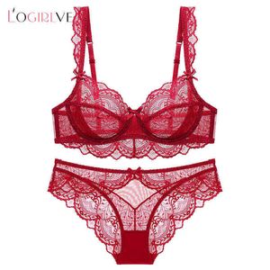 NXY sexy setLogirlve Ultrathin Bra Brassiere Sexy Underwear Plus Size D E Cup Embroidery Women Lingerie White Lace Bras Hollow out 1129