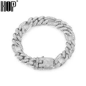 Iced Out Figaro Cuban Bracelet Chain Hip hop Jewelry Choker Gold Silver Color Rhinestone CZ Clasp for Mens Rapper