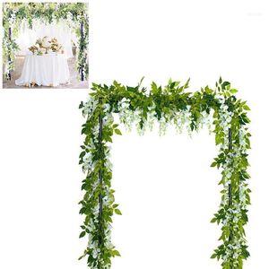 Kunstbloemen Wisteria Garland Fake Planten Gebladerte Rotan Trailing Ivy Wall Wedding Arch Decoration Hanging Garland1