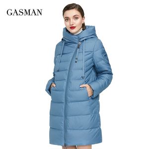Gasman Long Puffer Winter Down Kurtka Kobiet gruby płaszcz z kapturem ciepłą markę bawełniane bawełniane ubrania Bawełniane