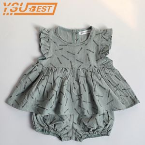 Marca bebê meninas conjuntos de roupas de verão vestido de algodão + shorts 2pcs de roupas de lazer roupas menina 210429