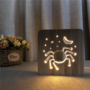 Wholesale wooden string lights resale online - Strings Halloween Spider Creative Light D LED Wooden Night Christmas Lights Year Decorations