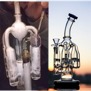 9 inchs Recycler Dab Rigs Hookahs Thick Glass Water Bongs Gravity Bong Bubbler Smoking Accessory Waterpipes with mm bowl