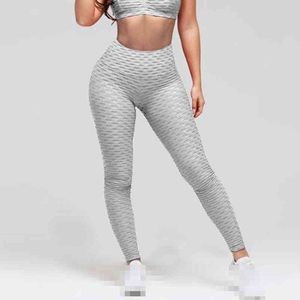Kvinna sport leggings hög midja kompression scrunch butt lyft fitnessbyxor gym deportiva pantaloner mujer träning kläder 210514