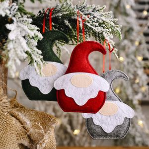 Christmas Forest Old Man Flat Pendants Creative Lovely Santa Claus Faceless Doll Ornaments Xmas Tree Hanging Gifts New Year Decorations YL0014