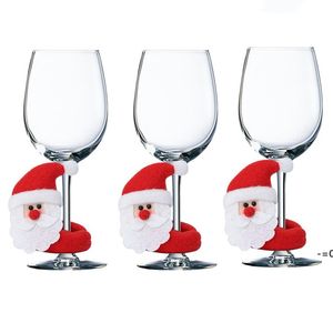 NEWChristmas Wine Glass Decoration Happy New Year Santa Claus Snowman Moose Party Bar Table Decorations LLD11179