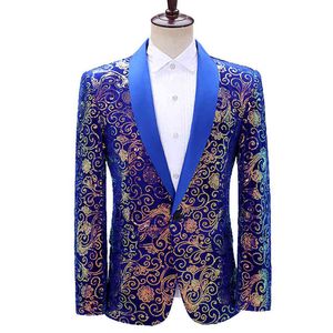 Cloud Sequin Blazer Jacket Men Stage Party Mens Suit Jackets Dress Performance Mens Blazer Wedding Singer Party Costume Homme 210524