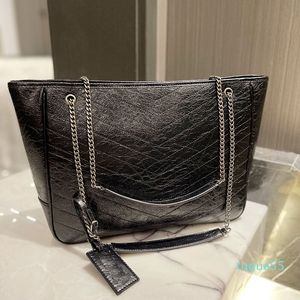 Designer Calfskin äkta läder shoppingkassar olja vax / alligator stor kapacitet gata utomhus åldrig silver metall hårdvara resa