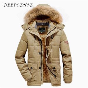 Deepsence Herren-Winter-Fleece-warme Kapuzen-Parka-Jacke Herren-Herbstmantel verdicken winddichte Taschen-Parka-Männer 211124