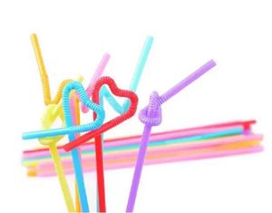 Partihandel-600pcs Gratis Engångsplast Koks Straw Färgade Straws Art Modellering Tea Crazy Straws Fast Ship