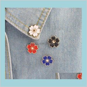 Kirsche Blume Gold Farbe Knöpfe Pins Abzeichen Taschen japanischen Stil Schmuck Geschenk Mädchen Hnm3G Broschen Tuhx2