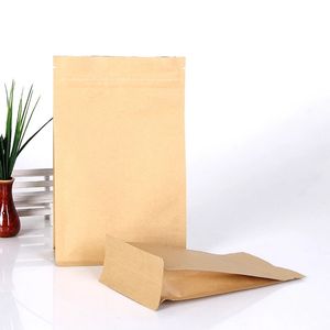 100PC Skraft Carta Regali Carte Borsa Finestra Borsa con cerniera Biscotto Frutta Noce Confezione regalo Autosigillante Può stare in piedi Sigillatura alimentare W5