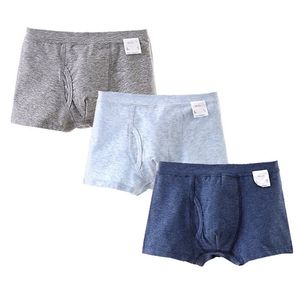 3pcs / lot 소년 팬티 2 ~ 14 년간의 복서 소년 반바지 솔리드 스트라이프 코튼 팬티 밑에 아이들 부속자 어린이 속옷 211122