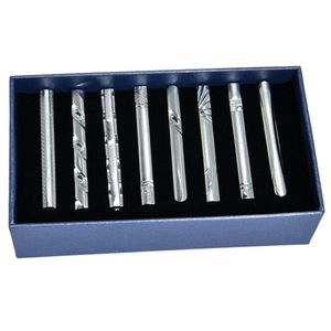 8-teiliges Herren-Clip-Set für Gentleman-Krawatten, Hochzeit, Business-Clips mit Box, 6 cm silberfarbener Krawattenverschluss