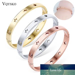 Moda Hollow Star Presente Bangles Braceletes para Mulheres Partido Na moda Jóias Aço Inoxidável Rosa Gold Cuff Pulseiras Europeia Preço de Fábrica Especialista Qualidade