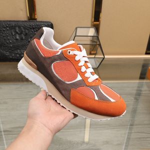 Run Away Sneakers Wildleder Kalbsleder Patchwork Orange Herrenschuh Ebene kometenartige Spur auf der Seite Runner Luxurys Designer Sneaker Trainer Freizeitschuhe