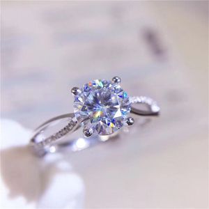 Diamant Test Past Ring 925 Silver Excellent Cut 1 Carat D Color Moissanite Engagement Ringar Smycken Tonåring Girls Gift