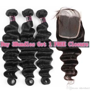 Ishow Spring Big Sales Promotion Brazilian Peruvian Human Hair Bundles Loose Deep Buy 3 Pcs Get A Free Closure
