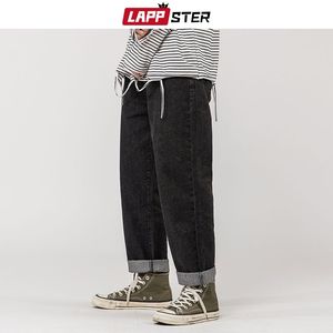 Lappster homens fashions coreano azul jeans harem mens japonês streetwear denim largura perna larga calça solta plus tamanho 5xl 210330